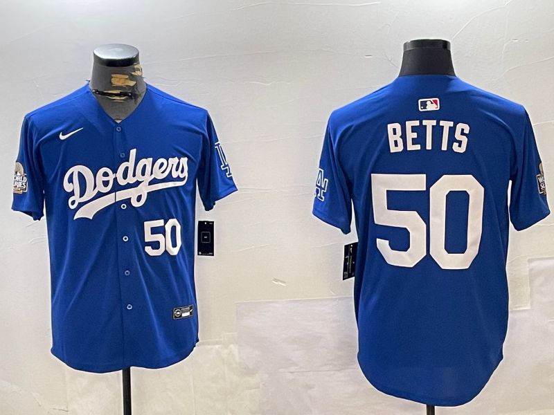 Men Los Angeles Dodgers 50 Betts Blue Game 2024 Nike MLB Jersey style 12162